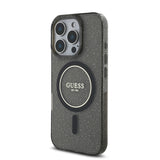 Apple iPhone 16 Pro Max Kılıf Guess Magsafe Şarj Özellikli Simli Silikon İnci Bileklikli Kapak Siyah