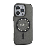 Apple iPhone 16 Pro Max Kılıf Guess Magsafe Şarj Özellikli Simli Silikon İnci Bileklikli Kapak Siyah
