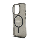 Apple iPhone 16 Pro Max Kılıf Guess Magsafe Şarj Özellikli Simli Silikon İnci Bileklikli Kapak Siyah