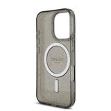 Apple iPhone 16 Pro Max Kılıf Guess Magsafe Şarj Özellikli Simli Silikon İnci Bileklikli Kapak Siyah