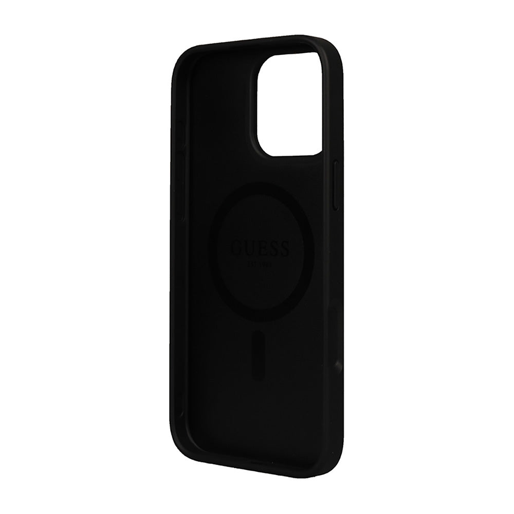 Apple iPhone 16 Pro Max Kılıf Guess Magsafe Şarj Özellikli Small 4G Classic Kapak Siyah