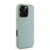 Apple iPhone 16 Pro Max Kılıf Guess Magsafe Şarj Özellikli Yazı Logolu Grained Kapak Yeşil