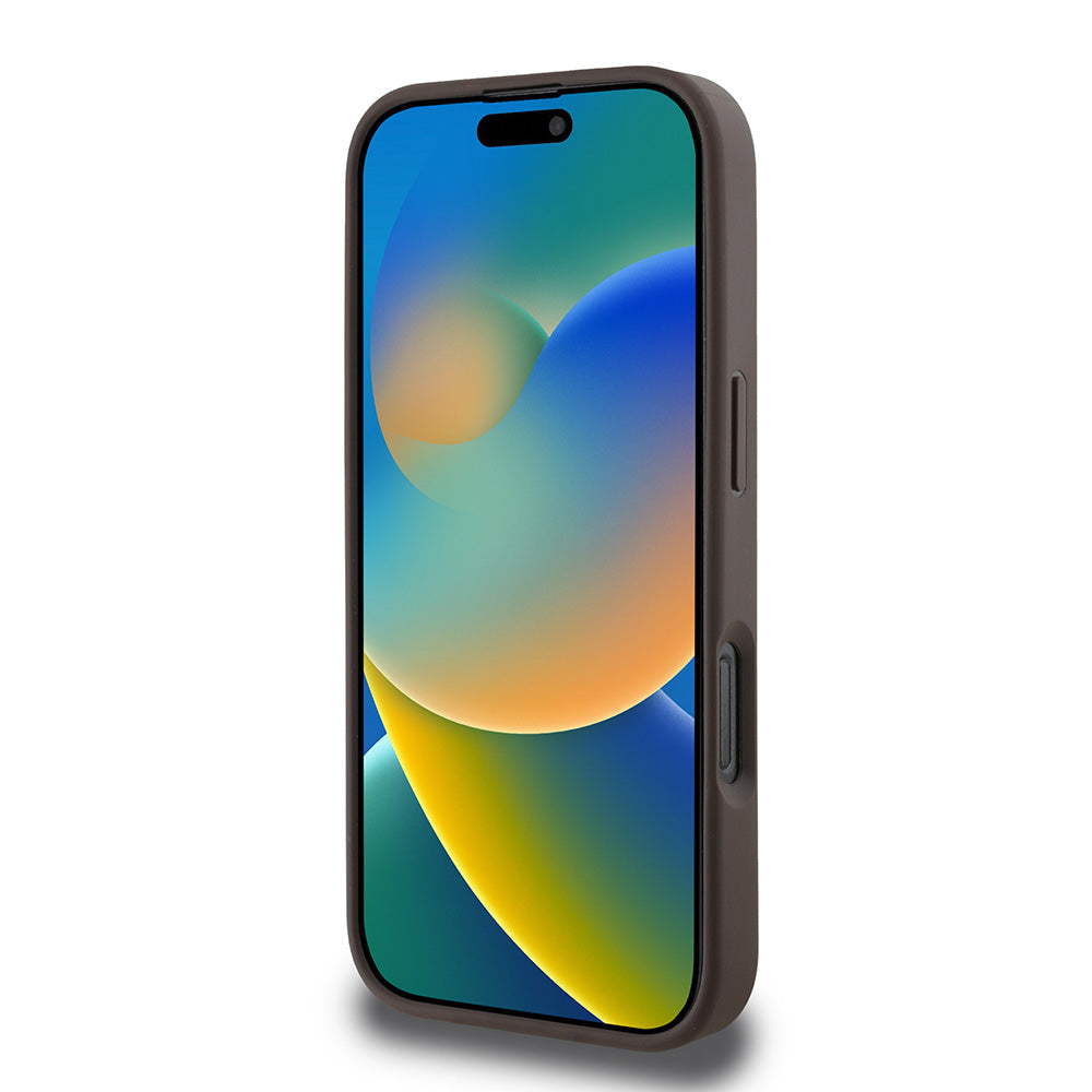 Apple iPhone 16 Pro Max Kılıf Guess Magsafe Şarj Özellikli Yazı Logolu Peony Kapak Kahverengi