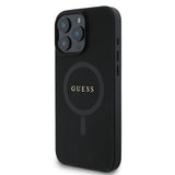 Apple iPhone 16 Pro Max Kılıf Guess Magsafe Şarj Özellikli Yazı Logolu Saffiano Classic Kapak Siyah