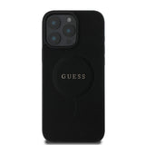 Apple iPhone 16 Pro Max Kılıf Guess Magsafe Şarj Özellikli Yazı Logolu Saffiano Classic Kapak Siyah