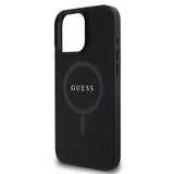 Apple iPhone 16 Pro Max Kılıf Guess Magsafe Şarj Özellikli Yazı Logolu Saffiano Classic Kapak Siyah