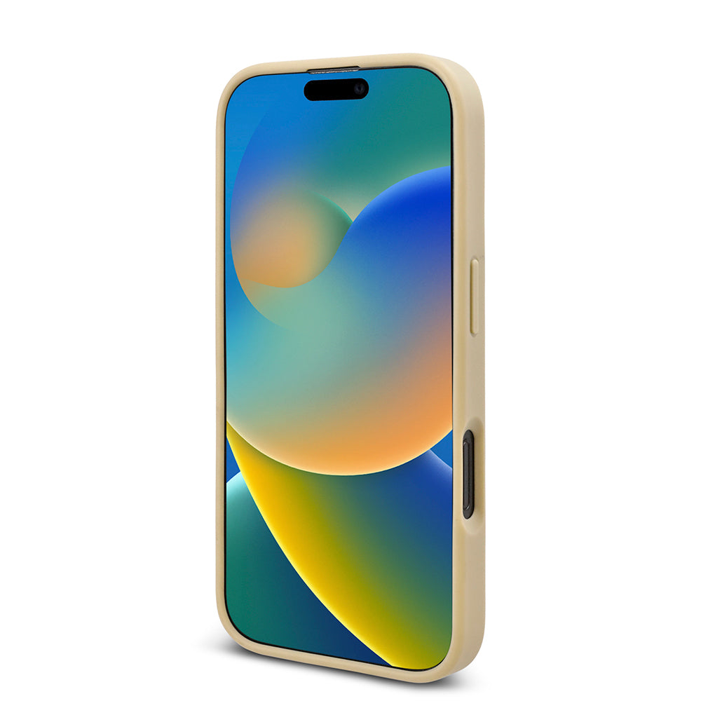 Apple iPhone 16 Pro Max Kılıf Guess Üçgen Logolu Rhinestone Taşlı Kapak Gold