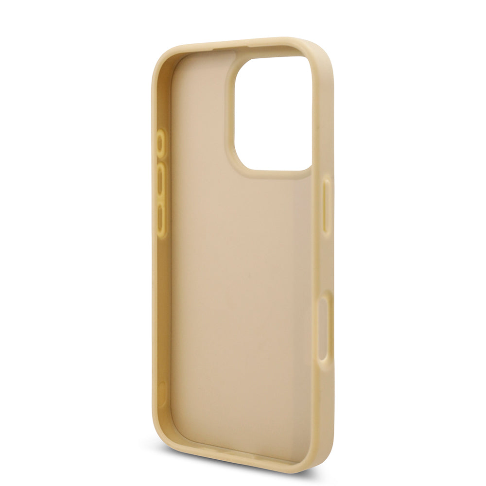 Apple iPhone 16 Pro Max Kılıf Guess Üçgen Logolu Rhinestone Taşlı Kapak Gold