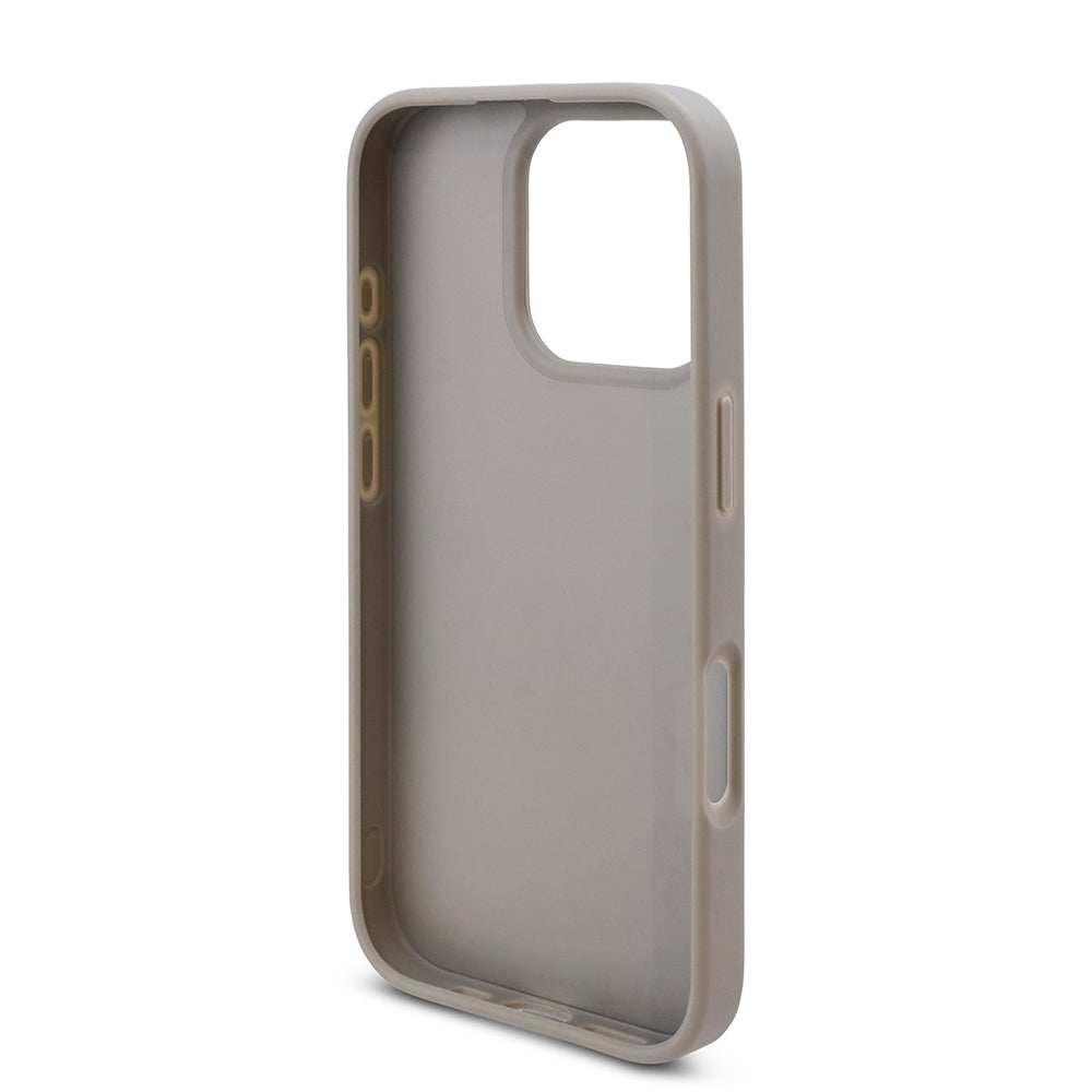 Apple iPhone 16 Pro Kılıf Guess Üçgen Logolu Rhinestone Taşlı Kapak Gümüş
