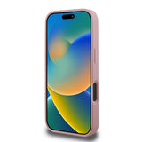 Apple iPhone 16 Pro Kılıf Guess Üçgen Logolu Rhinestone Taşlı Kapak Pembe