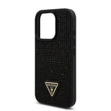 Apple iPhone 16 Pro Max Kılıf Guess Üçgen Logolu Rhinestone Taşlı Kapak Siyah