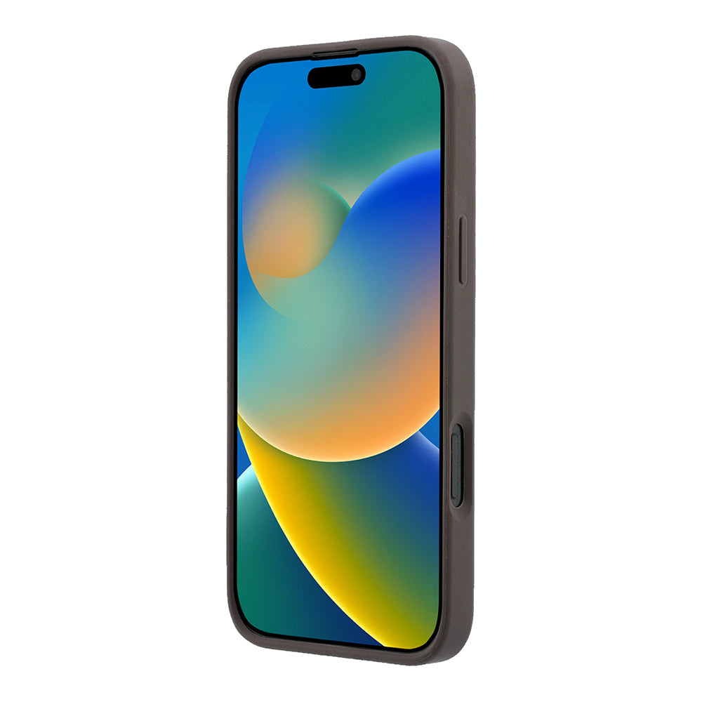 Apple iPhone 16 Pro Max Kılıf Guess M-safe Kabartmalı 4G Desenli Yazı Logolu Kapak Kahverengi