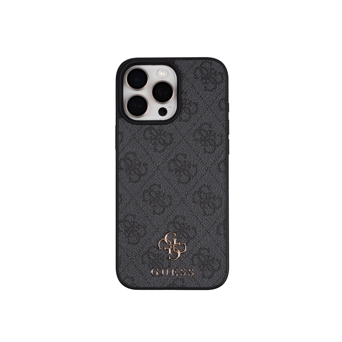 Apple iPhone 16 Pro Max Kılıf Guess M-safe Şarj Özellikli 2in1 4G Metal Büyük Logolu Kartlıklı Kapak Siyah