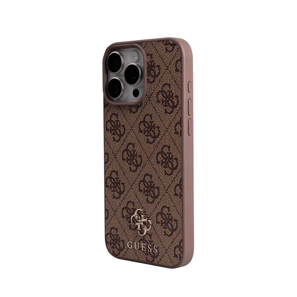 Apple iPhone 16 Pro Max Kılıf Guess M-safe Şarj Özellikli Askılı ve Kartlıklı 4G Logo Kapak Kahverengi