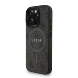 Apple iPhone 16 Pro Max Kılıf Guess M-safe Şarj Özellikli Bilek Askı İpli Yazı Logolu Kapak Siyah