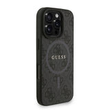 Apple iPhone 16 Pro Max Kılıf Guess M-safe Şarj Özellikli Bilek Askı İpli Yazı Logolu Kapak Siyah