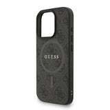 Apple iPhone 16 Pro Max Kılıf Guess M-safe Şarj Özellikli Bilek Askı İpli Yazı Logolu Kapak Siyah