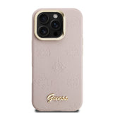 Apple iPhone 16 Pro Max Kılıf Guess M-safe Şarj Özellikli Kamera Standlı Peony Kapak PU Deri Pembe