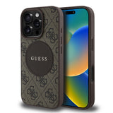 Apple iPhone 16 Pro Kılıf Guess Magsafe Şarj Özellikli Circle Classic Kapak Kahverengi