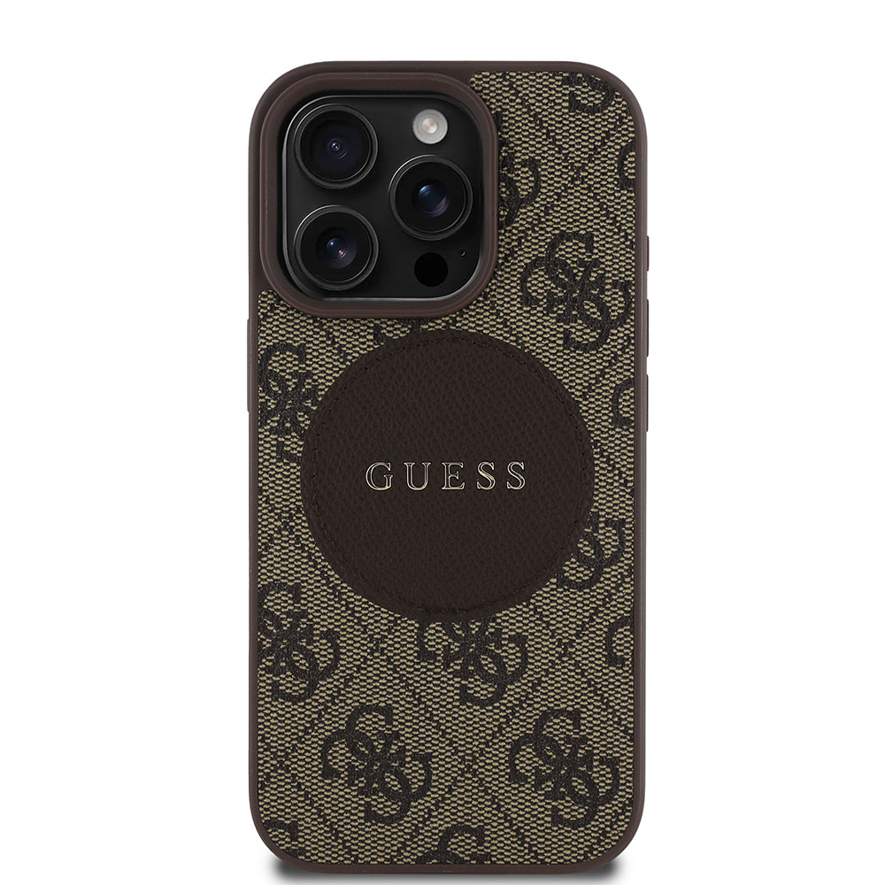 Apple iPhone 16 Pro Max Kılıf Guess Magsafe Şarj Özellikli Circle Classic Kapak Kahverengi
