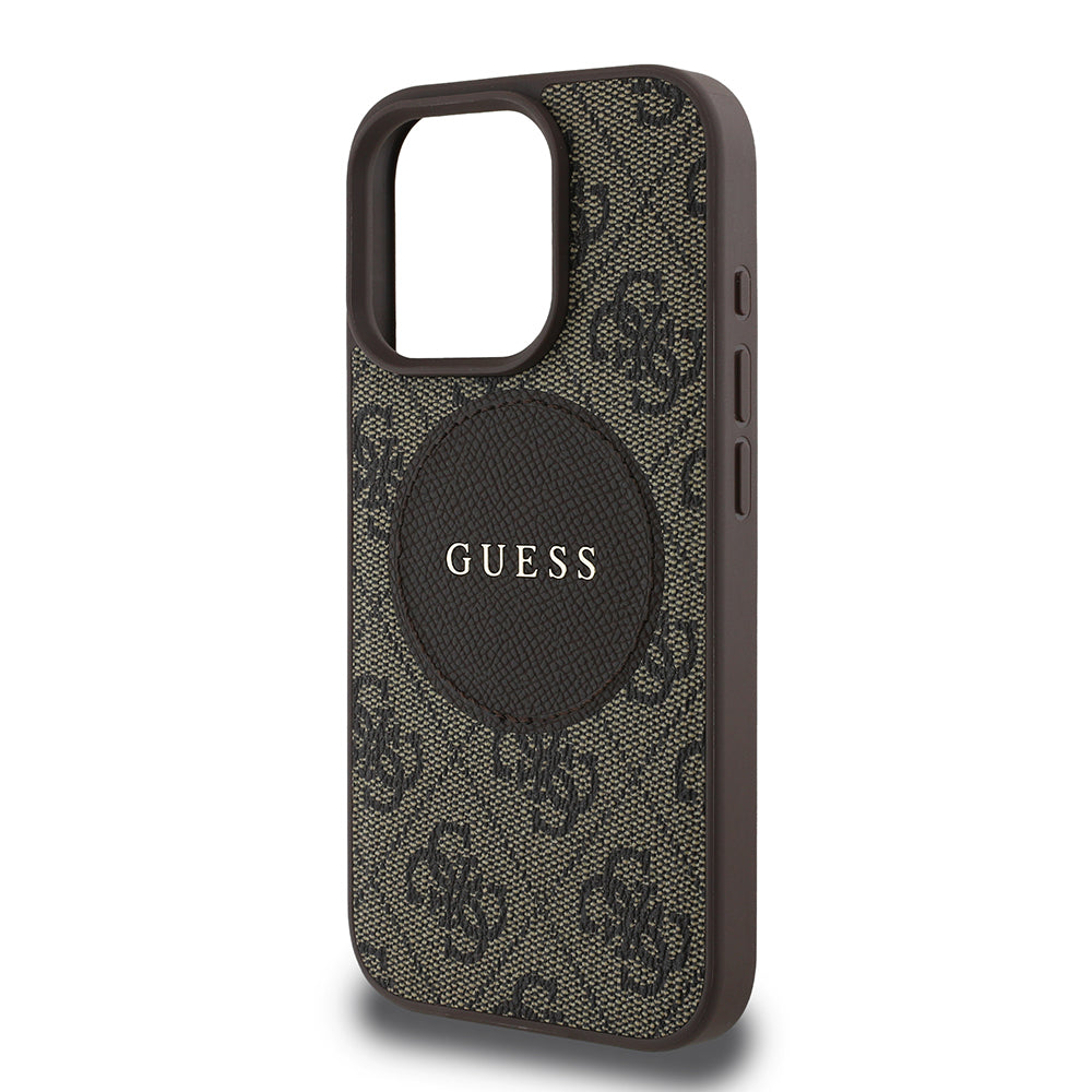 Apple iPhone 16 Pro Max Kılıf Guess Magsafe Şarj Özellikli Circle Classic Kapak Kahverengi