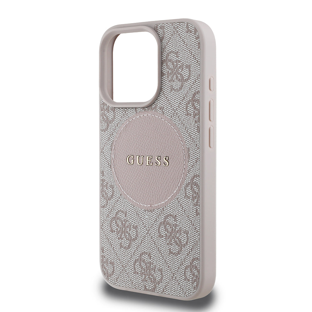Apple iPhone 16 Pro Max Kılıf Guess Magsafe Şarj Özellikli Circle Classic Kapak Pembe