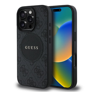 Apple iPhone 16 Pro Kılıf Guess Magsafe Şarj Özellikli Circle Classic Kapak Siyah