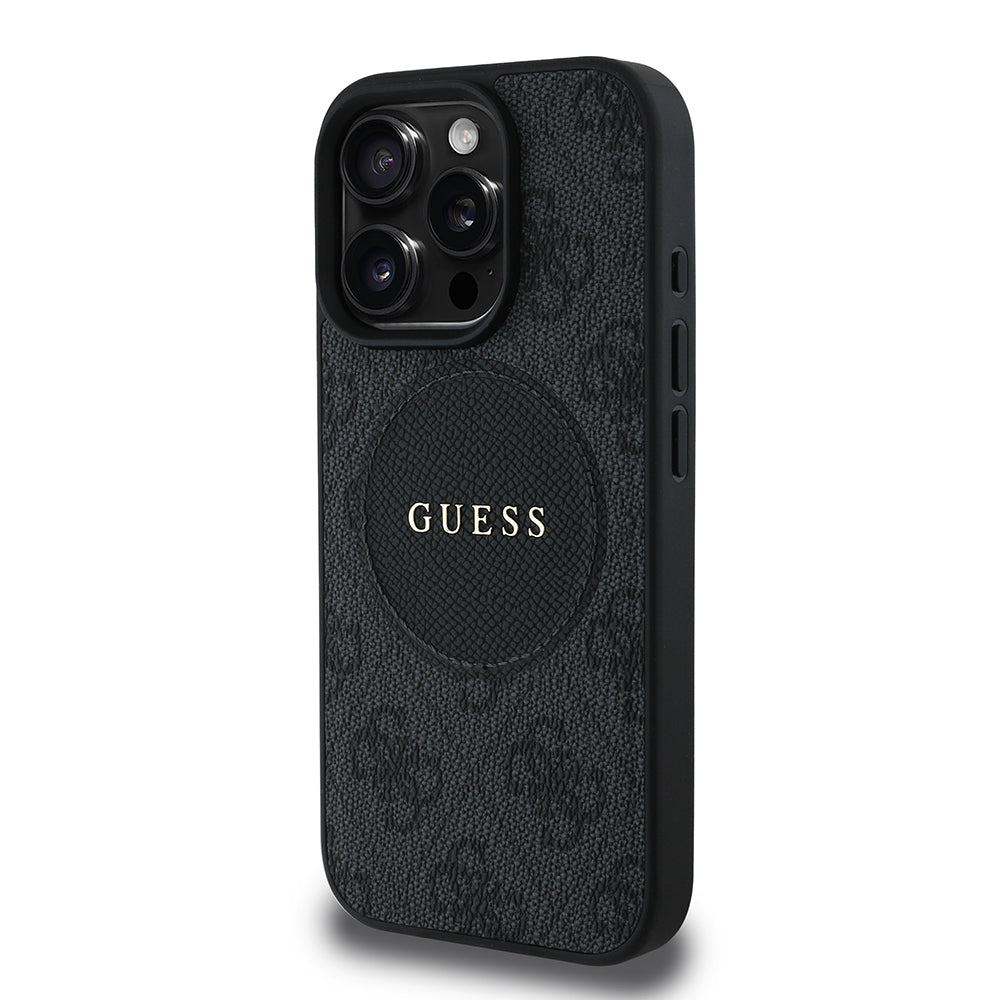 Apple iPhone 16 Pro Kılıf Guess Magsafe Şarj Özellikli Circle Classic Kapak Siyah