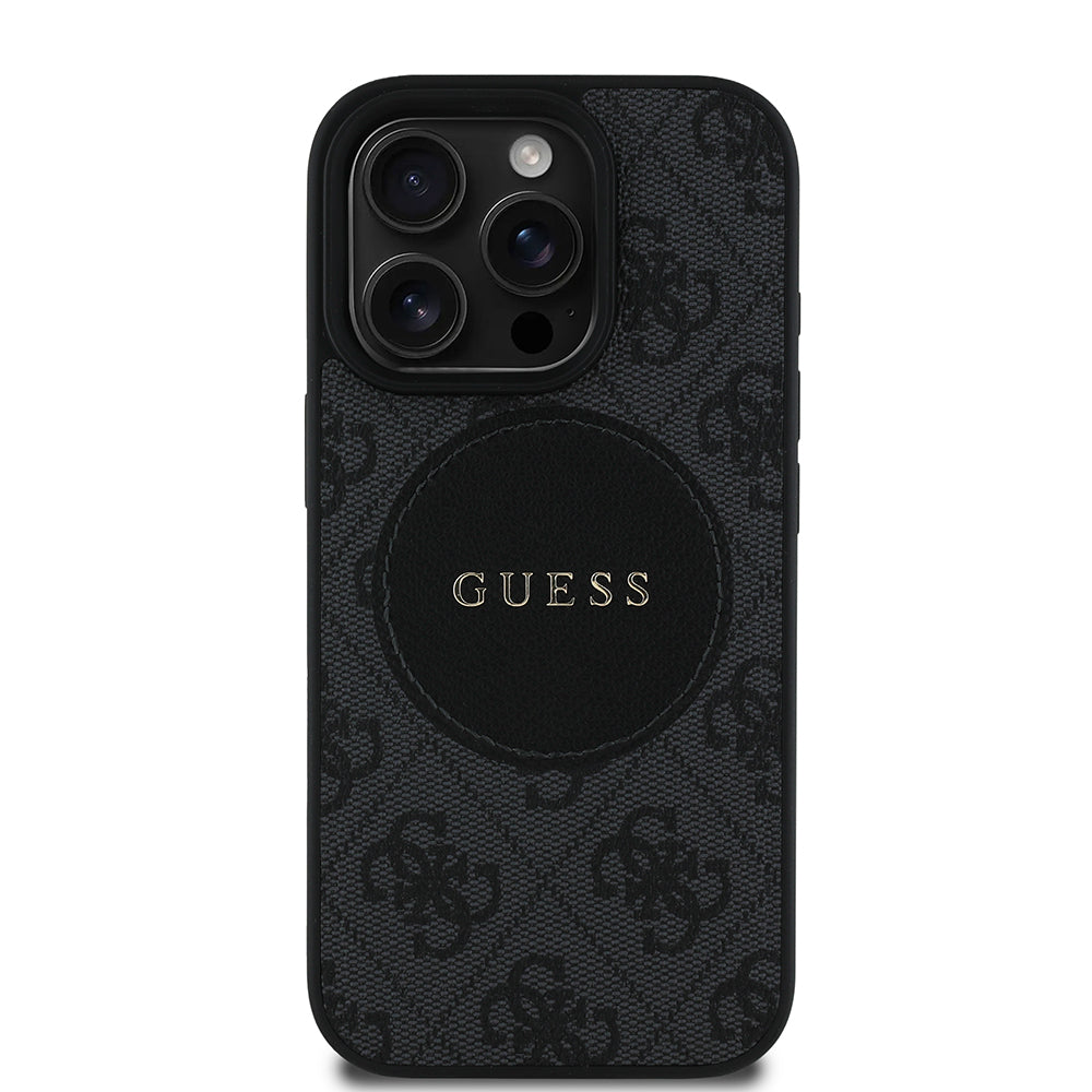 Apple iPhone 16 Pro Kılıf Guess Magsafe Şarj Özellikli Circle Classic Kapak Siyah