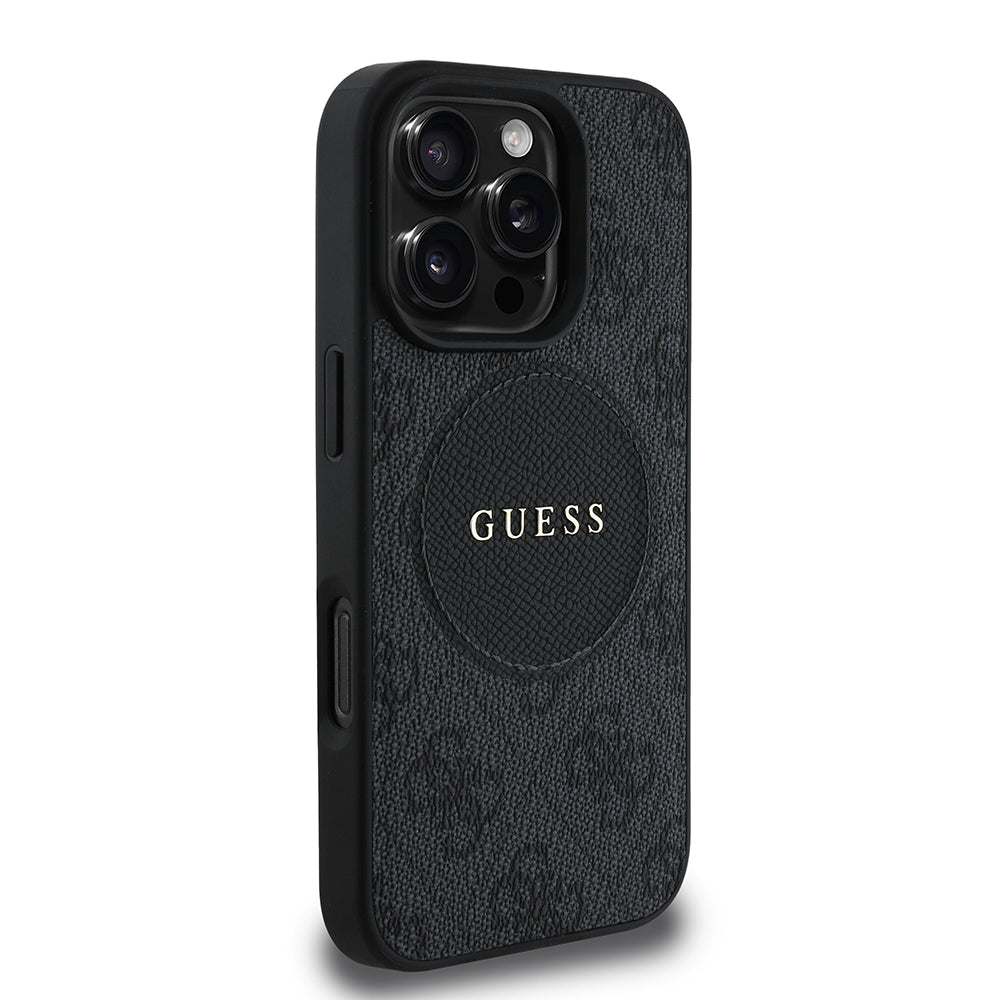 Apple iPhone 16 Pro Kılıf Guess Magsafe Şarj Özellikli Circle Classic Kapak Siyah