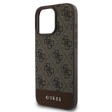 Apple iPhone 16 Pro Max Kılıf Guess PU Deri Şerit Logo Dizaynlı Kapak Kahverengi