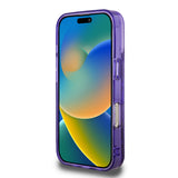 Apple iPhone 16 Pro Kılıf Guess Transparan Sıvılı ve Simli Çizgili Kapak Mor