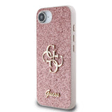 Apple iPhone 16E Kılıf Guess 4G Büyük Metal Logolu Glitter Kapak Pembe
