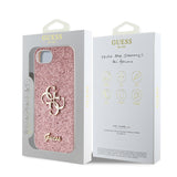 Apple iPhone 16E Kılıf Guess 4G Büyük Metal Logolu Glitter Kapak Pembe