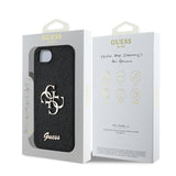 Apple iPhone 16E Kılıf Guess 4G Büyük Metal Logolu Glitter Kapak Siyah