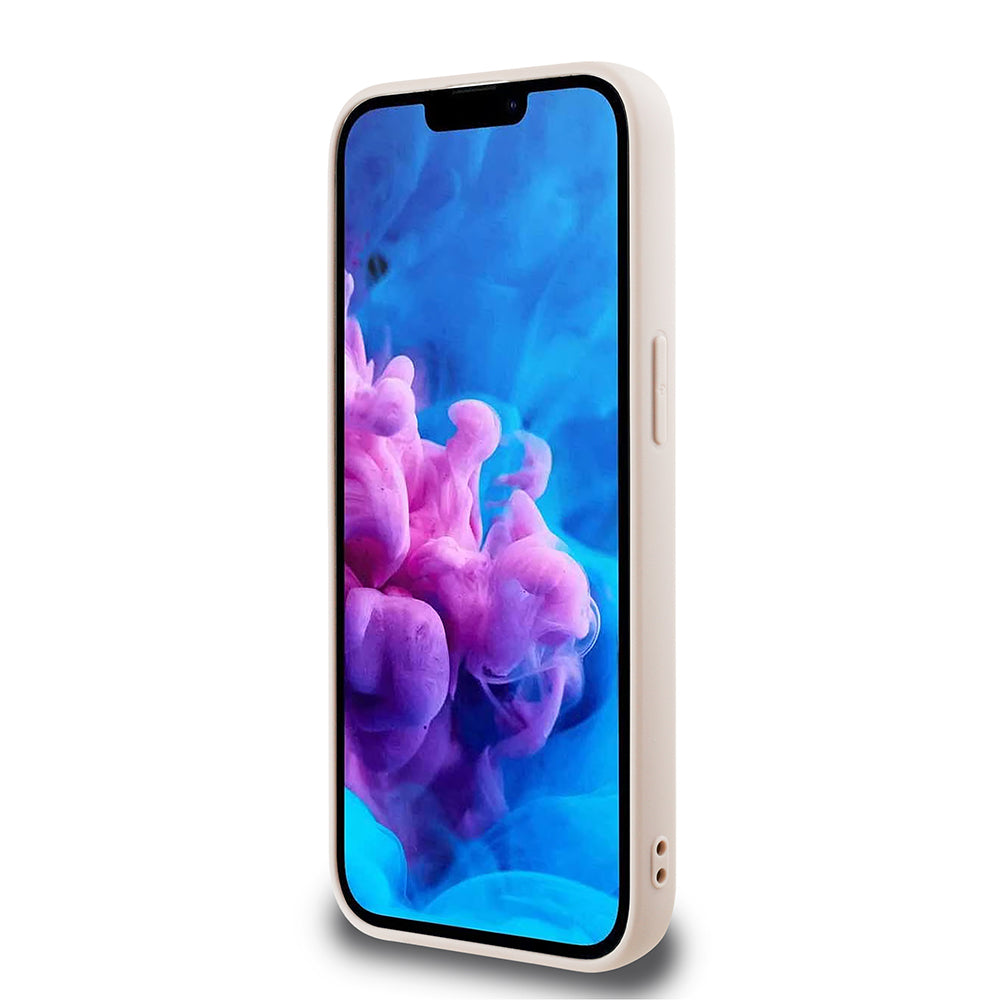 Apple iPhone 16E Kılıf Guess 4G Desenli Script Metal Logolu Kapak Pembe
