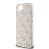 Apple iPhone 16E Kılıf Guess 4G Desenli Script Metal Logolu Kapak Pembe