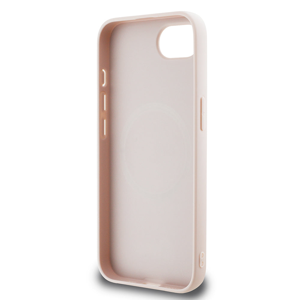 Apple iPhone 16E Kılıf Guess 4G Desenli Script Metal Logolu Kapak Pembe