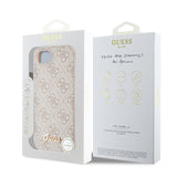 Apple iPhone 16E Kılıf Guess 4G Desenli Script Metal Logolu Kapak Pembe