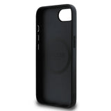 Apple iPhone 16E Kılıf Guess 4G Desenli Script Metal Logolu Kapak Siyah
