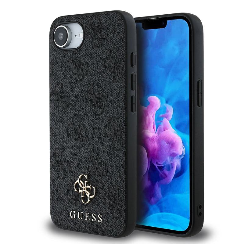 Apple iPhone 16E Kılıf Guess M-safe Şarj Özellikli Small 4G Classic Kapak Siyah
