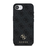 Apple iPhone 16E Kılıf Guess M-safe Şarj Özellikli Small 4G Classic Kapak Siyah