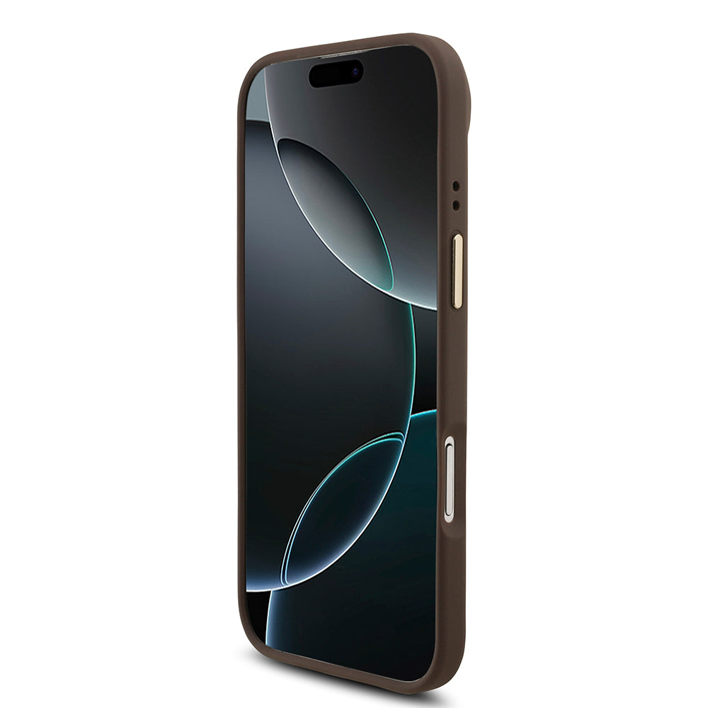 Apple iPhone 17 Air Guess 3'lü Aksesuar Seti 4G ve Yazı Logolu Kılıf Ekran ve Lens Koruyucu Kahverengi