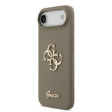 Apple iPhone 17 Air Kılıf Guess 4G Metal Grained Yazı Logolu TPU Kapak Kahverengi