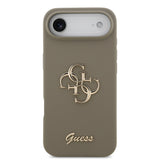 Apple iPhone 17 Air Kılıf Guess 4G Metal Grained Yazı Logolu TPU Kapak Kahverengi