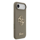 Apple iPhone 17 Air Kılıf Guess 4G Metal Grained Yazı Logolu TPU Kapak Kahverengi