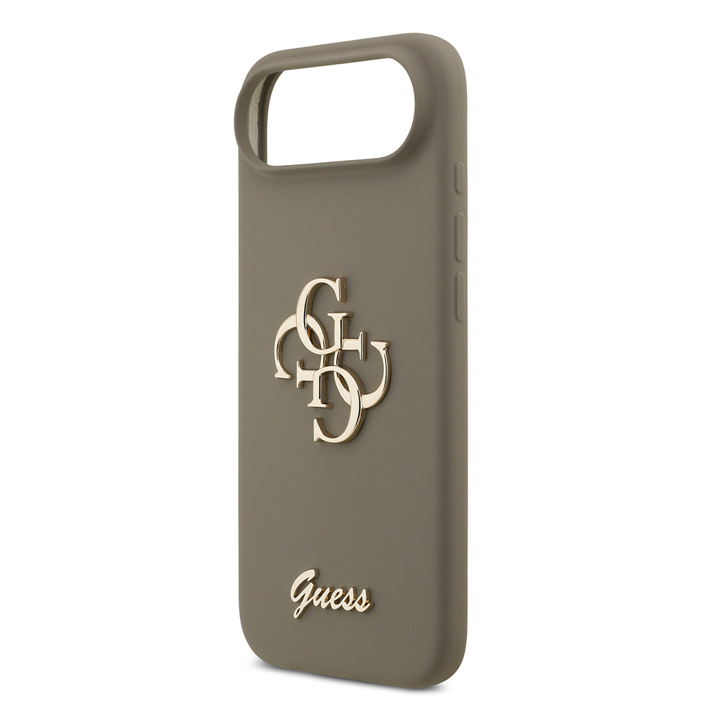 Apple iPhone 17 Air Kılıf Guess 4G Metal Grained Yazı Logolu TPU Kapak Kahverengi