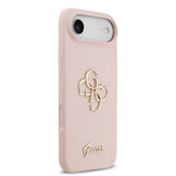 Apple iPhone 17 Air Kılıf Guess 4G Metal Grained Yazı Logolu TPU Kapak Pembe