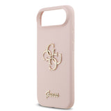 Apple iPhone 17 Air Kılıf Guess 4G Metal Grained Yazı Logolu TPU Kapak Pembe