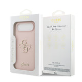 Apple iPhone 17 Air Kılıf Guess 4G Metal Grained Yazı Logolu TPU Kapak Pembe